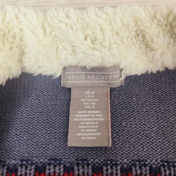 Jarvis Archer Boy's 6 Zip Knit Sweater Snow Flakes Coat Fall Winter Cozy - Picture 4 of 5